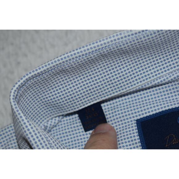 David Donahue Dress Shirt Mens Size XL Blue Geometric Cotton Button Down - Picture 6 of 7